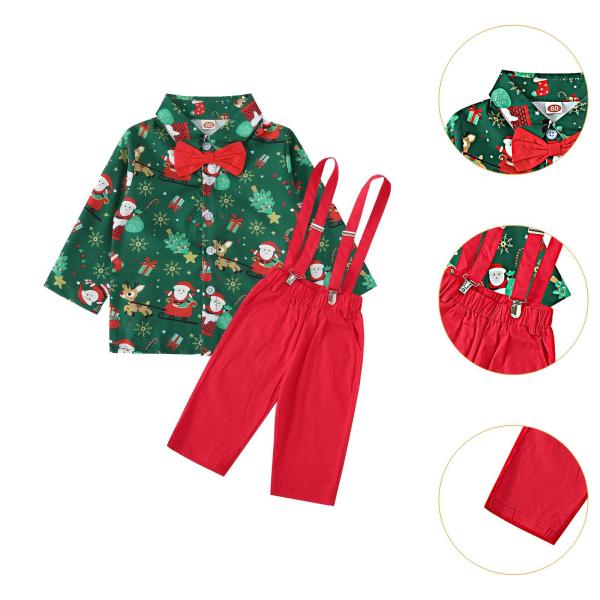 蝶ネクタイ付き紳士服 クリスマス 子供用 フェスティバル 長袖 クリップ