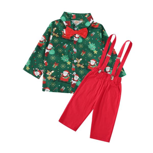 蝶ネクタイ付き紳士服 クリスマス 子供用 フェスティバル 長袖 クリップ