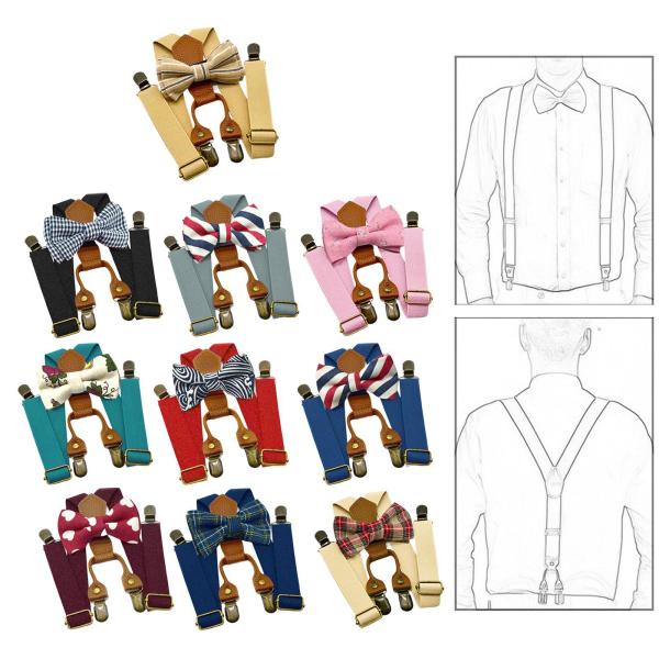キッズサスペンダーと蝶ネクタイタキシードサスペンダー男の子女の子子供用ズボンカーキ