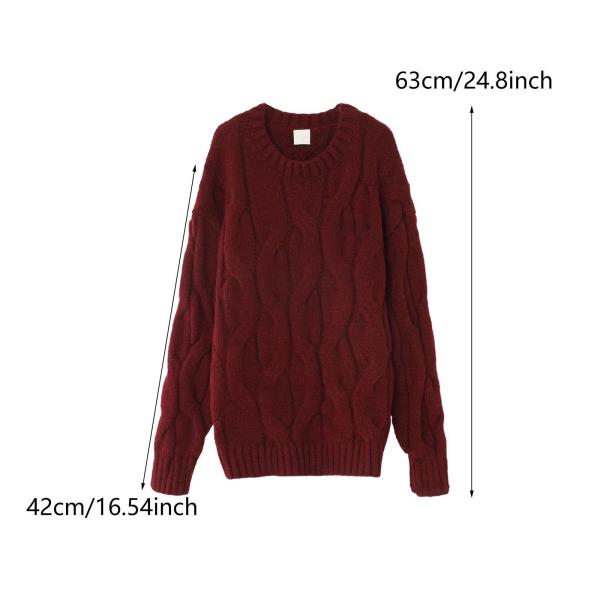 レディース セーター ニットウェア パーティー クルーネック ルーズ 服装 ファッション ニット セーター レッド