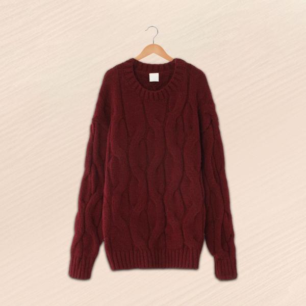 レディース セーター ニットウェア パーティー クルーネック ルーズ 服装 ファッション ニット セーター レッド