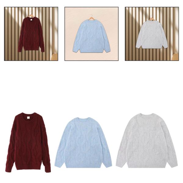 レディース セーター ニットウェア パーティー クルーネック ルーズ 服装 ファッション ニット セーター レッド