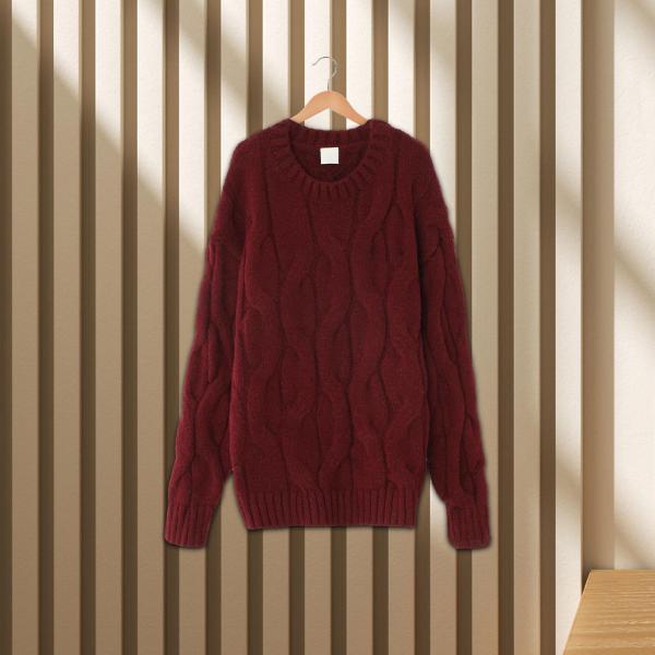 レディース セーター ニットウェア パーティー クルーネック ルーズ 服装 ファッション ニット セーター レッド