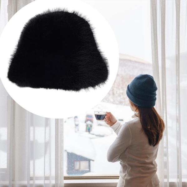 女性フィッシャーマンハット防風雪キャップバケットハット旅行アウトドアウォーキング用ブラック