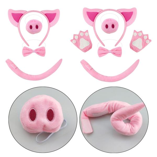 豚コスチュームセット帽子動物コスプレパフォーマンスカーニバルステージショーなし手袋