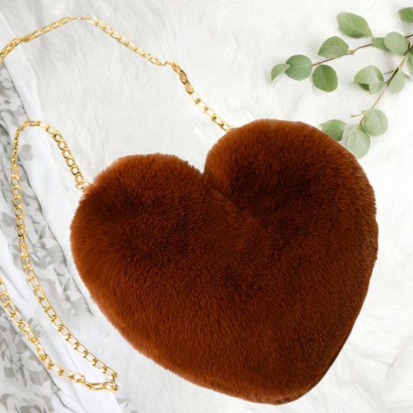 女性のためのハートシェイプサッチェル財布ショルダーバッグを毎日使用する屋外パーティーブラウン