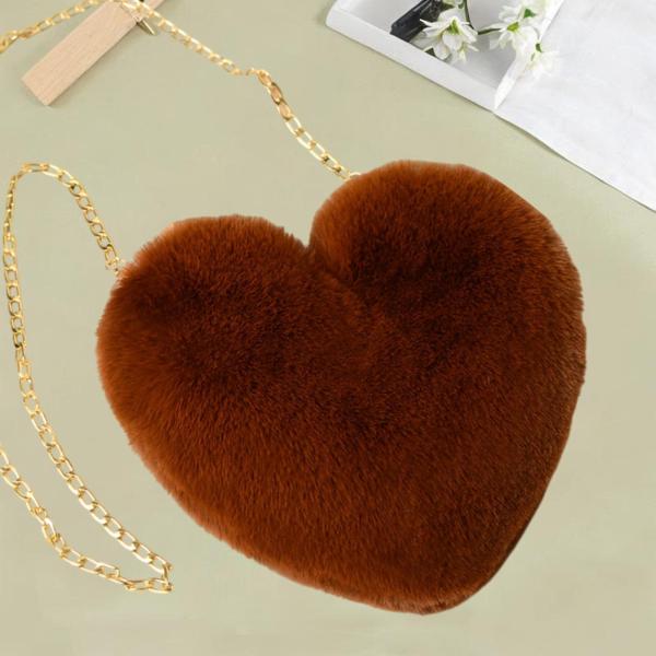 女性のためのハートシェイプサッチェル財布ショルダーバッグを毎日使用する屋外パーティーブラウン