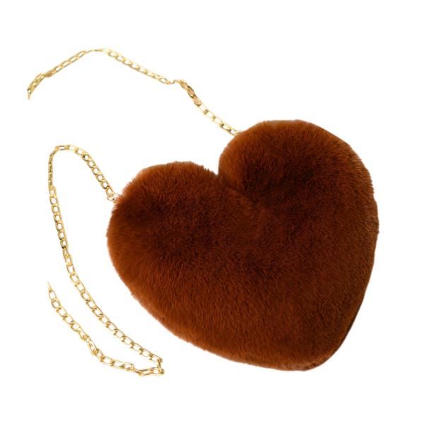 女性のためのハートシェイプサッチェル財布ショルダーバッグを毎日使用する屋外パーティーブラウン