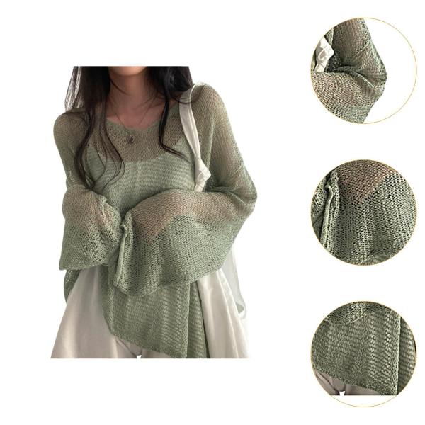 レディース 長袖 T シャツ トレンディ 通気性 ベーシック トップ クラブ パーティー デイリー グリーン