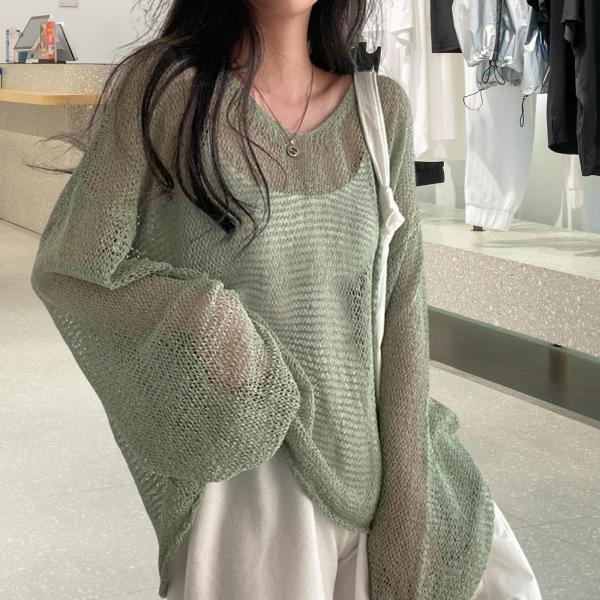 レディース 長袖 T シャツ トレンディ 通気性 ベーシック トップ クラブ パーティー デイリー グリーン