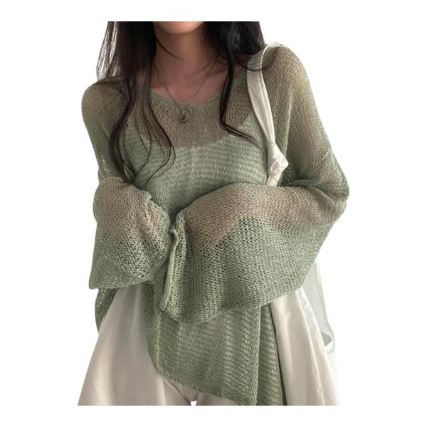 レディース 長袖 T シャツ トレンディ 通気性 ベーシック トップ クラブ パーティー デイリー グリーン