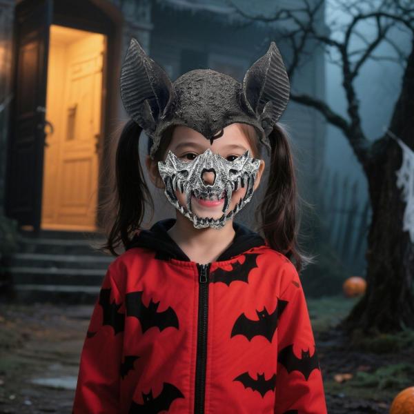 ハロウィン コウモリコスチュームマスクアクセサリー 仮面舞踏会 誕生日パーティー 友達用 ブラック＆シルバー