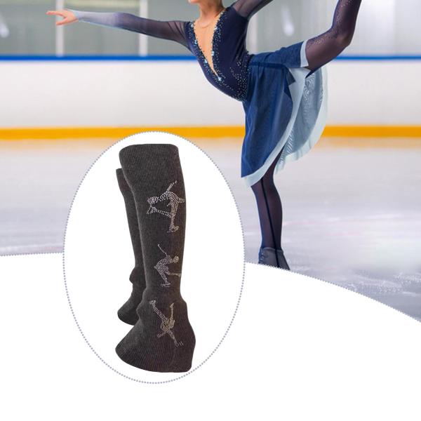 フィギュアスケート レッグウォーマー レッグカバー アイススケート ダンス フィットネスワークアウト用 ダークカーキ ニット 2個