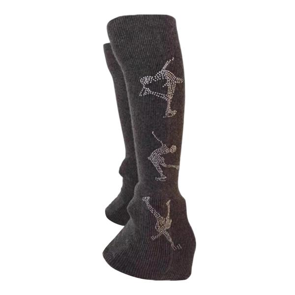 フィギュアスケート レッグウォーマー レッグカバー アイススケート ダンス フィットネスワークアウト用 ダークカーキ ニット 2個