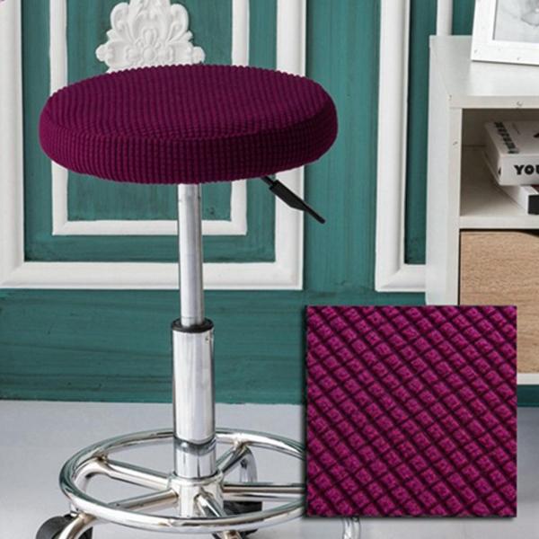 伸縮性のあるラウンドバースツールカバーチェアシートクッション30-38cmパープルフィット