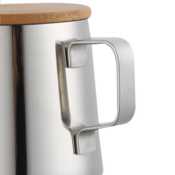 コーヒードリップポット コーヒーポット ステンレス鋼製 350ml 細口 ハンドドリップ コーヒーケトル コーヒー専用 木製の蓋付き コーヒー器具