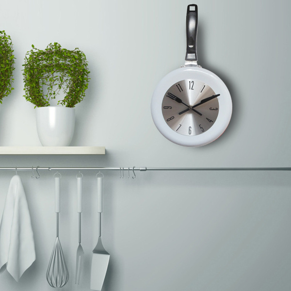 ユニークな壁時計ステンレス鋼フライパン形のリビングルームキッチンダイニングルームカフェの装飾｜stk-shop｜02