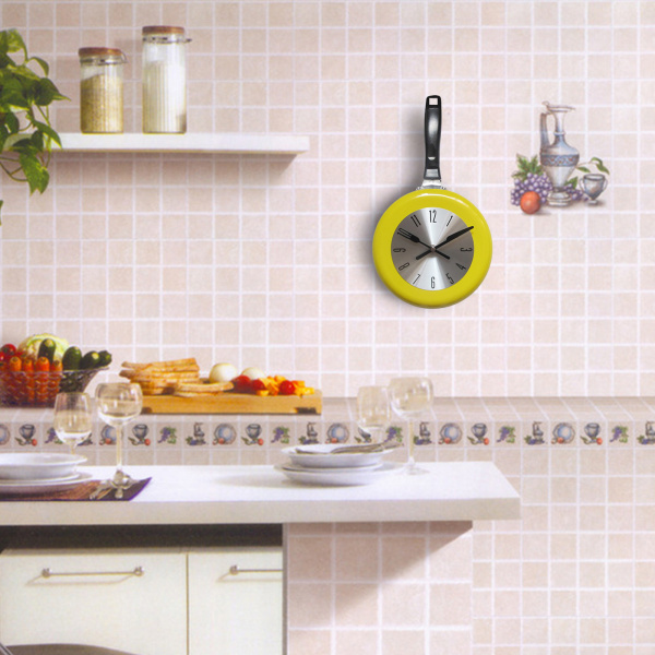 ユニークな壁時計ステンレス鋼フライパン形のリビングルームキッチンダイニングルームカフェの装飾｜stk-shop｜03