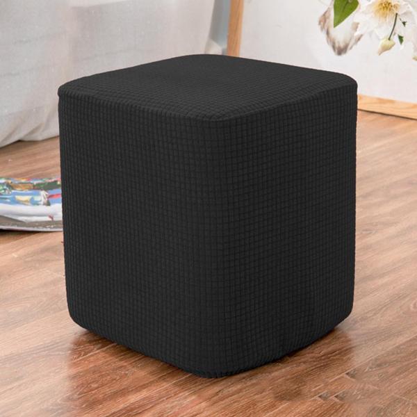 スクエアフットレストオットマンカバー装飾フットスツールスリップカバーブラック