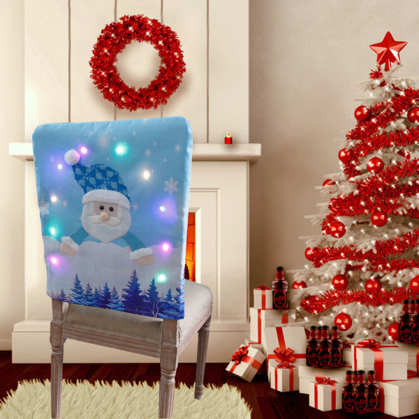 クリスマスLEDチェアカバーバンケット厚いクリスマスチェアバックスリップカバー｜stk-shop｜02