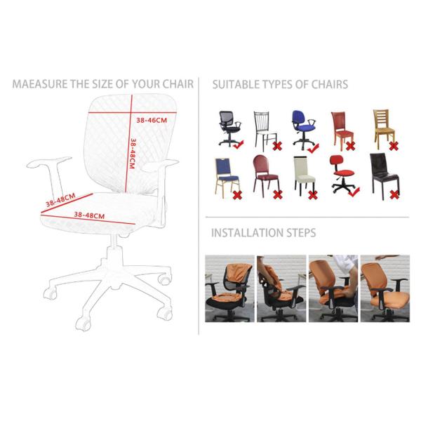 弾性オフィスチェアシートカバー伸縮式チェアスリップカバーシルバーグレー