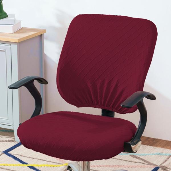 アームチェアデスク用オフィスチェアカバー無地ChiarComputerChairsワインレッド
