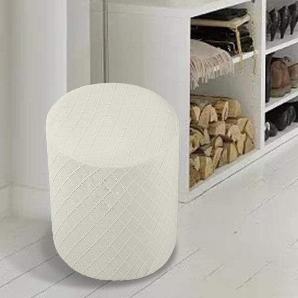 ラウンドストレッチオットマンスリップカバーフットレストソファカバーフットスツールカバーホワイト