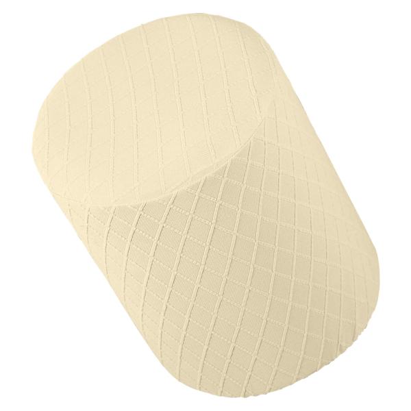 ラウンドストレッチオットマンスリップカバーフットレストソファカバーフットスツールカバークリームイエロー