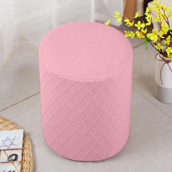ラウンドストレッチオットマンスリップカバーフットレストソファカバーフットスツールカバーピンク
