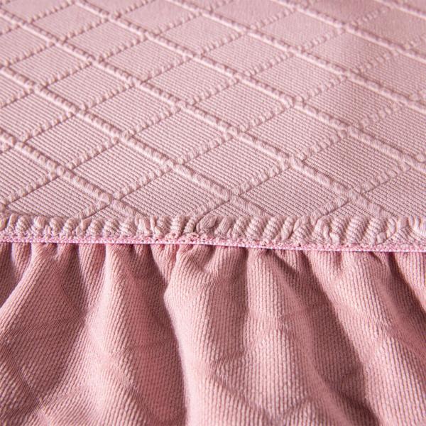 ラウンドストレッチオットマンスリップカバーフットレストソファカバーフットスツールカバーピンク