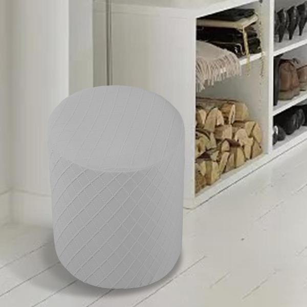 ラウンドストレッチオットマンスリップカバーフットレストソファカバーフットスツールカバーシルバーグレー