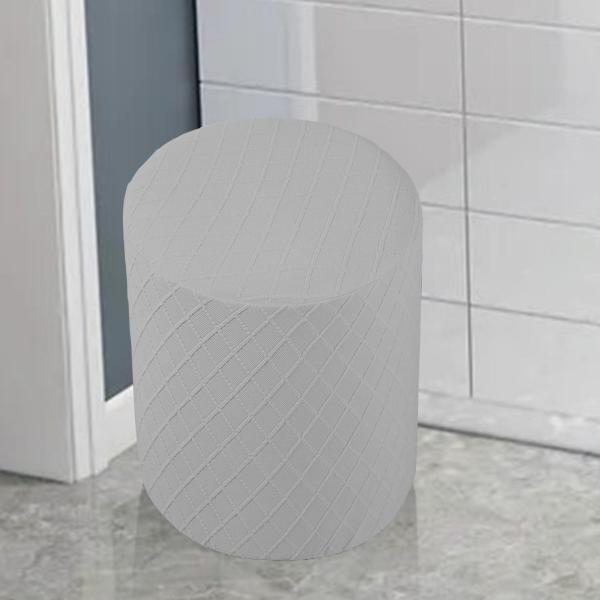 ラウンドストレッチオットマンスリップカバーフットレストソファカバーフットスツールカバーシルバーグレー