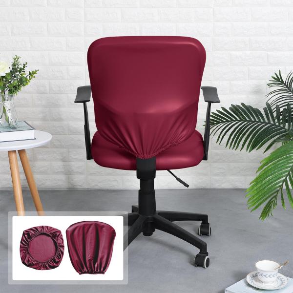 オフィスチェアカバーアームチェアスリップカバーストレッチャブルリムーバブルオフィスホテルワインレッド用