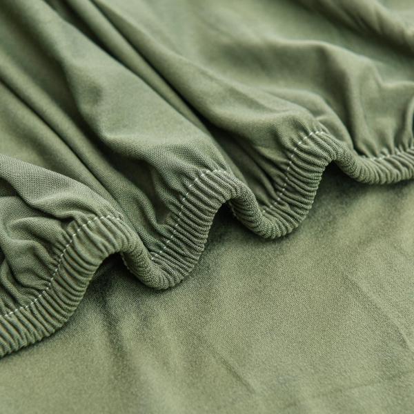 家庭用寝室アーミーグリーン用のアームとシートで洗える無地のソファの家具カバー