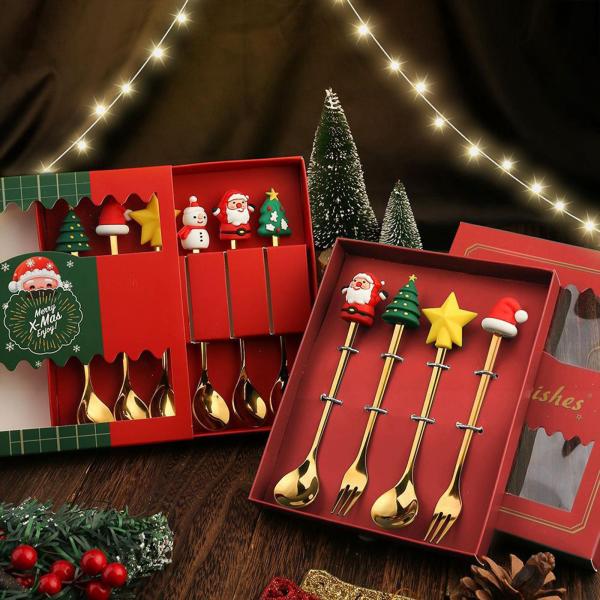 4x クリスマス テーブル デコレーション ホーム パーティー オーナメント ミキシング かき混ぜスプーン クリスマス デコレーション クリ