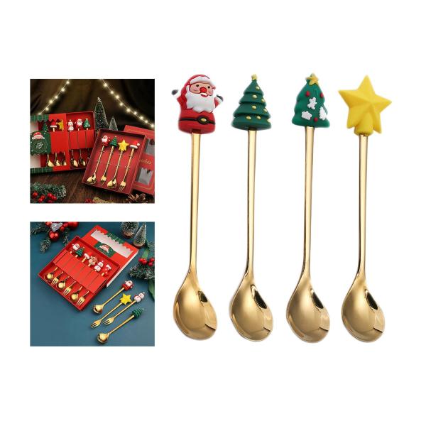 4x クリスマス テーブル デコレーション ホーム パーティー オーナメント ミキシング かき混ぜスプーン クリスマス デコレーション クリ