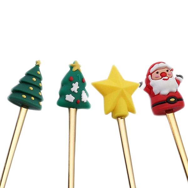 4x クリスマス テーブル デコレーション ホーム パーティー オーナメント ミキシング かき混ぜスプーン クリスマス デコレーション クリ
