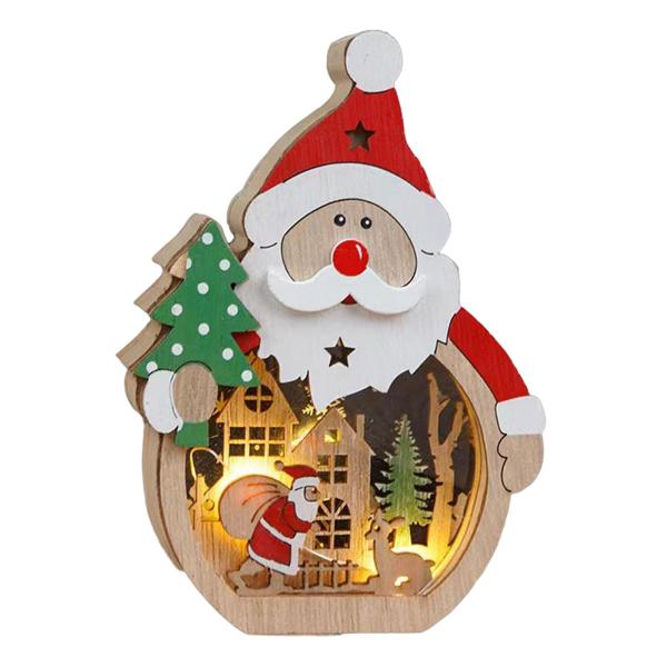 クリスマス ミニチュアハウス 木製 置物 オーナメント クリスマス飾り サンタクロース 雪だるま 発光 装飾 ライト付き 卓上 おしゃれ プレゼント｜stk-shop｜02