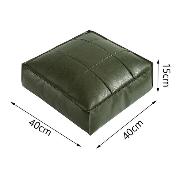 フットスツール モロッコ オットマン カバー プーフ クッションケース 耐久性 15.8インチx15.8インチ グリーン