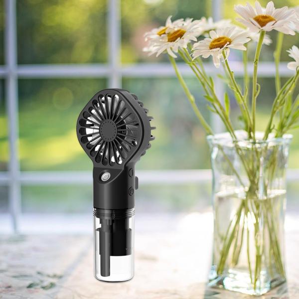 ハンドヘルドミストファン充電式ミニファン加湿器オフィス旅行用ブラック