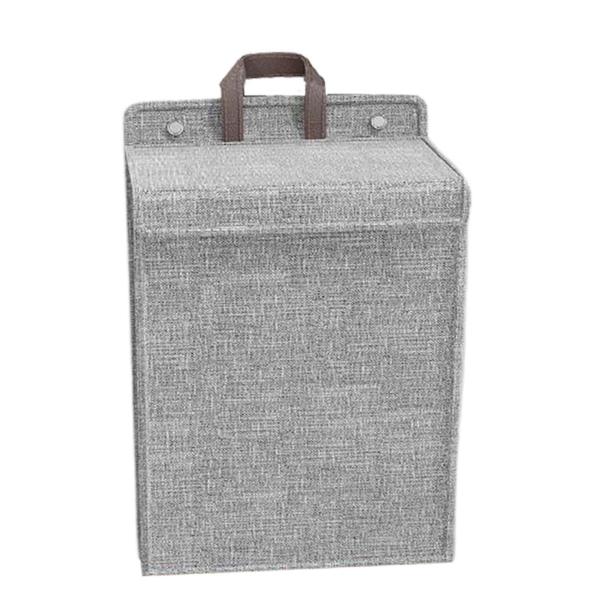 折りたたみ式吊り下げランドリーバスケット 壁掛け収納バスケット 寮の寝室用 グレー M