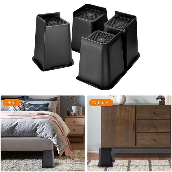 8インチ家具ライザー4個 ベッド昇降ブロック ベッド脚ライザーアクセサリー ハーフラップエッジ カウチソファライザー 最大5.2インチx5.