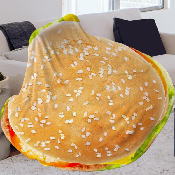 フランネルブランケット 面白いハンバーガーブランケット 誕生日 クリスマス オフィスショール 180cm