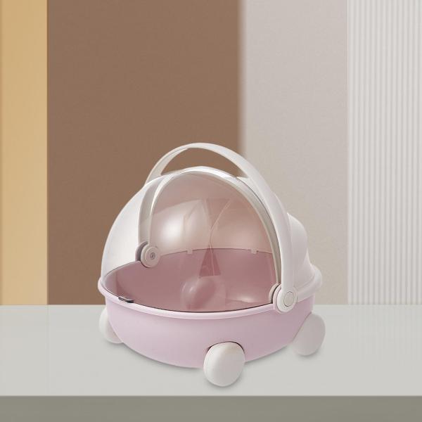 ポータブル収納ボックス 多機能ハンドル付きユーティリティクラフトボックス 子供用 ピンク