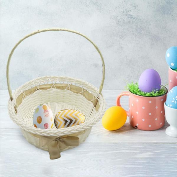 ウェディングフラワーバスケット 模造籐バスケット 結婚式用 イースター記念日 ライトブラウン 18x21cm