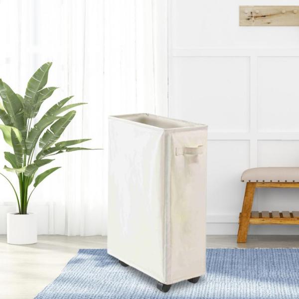 収納バスケット 車輪付きランドリーバスケット リビングルーム用 保育園 カレッジベージュ