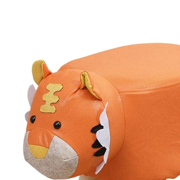 木製オットマンスツール リビングルーム クリエイティブ ファミリー 滑り止め かわいい ロースツール シート オレンジ
