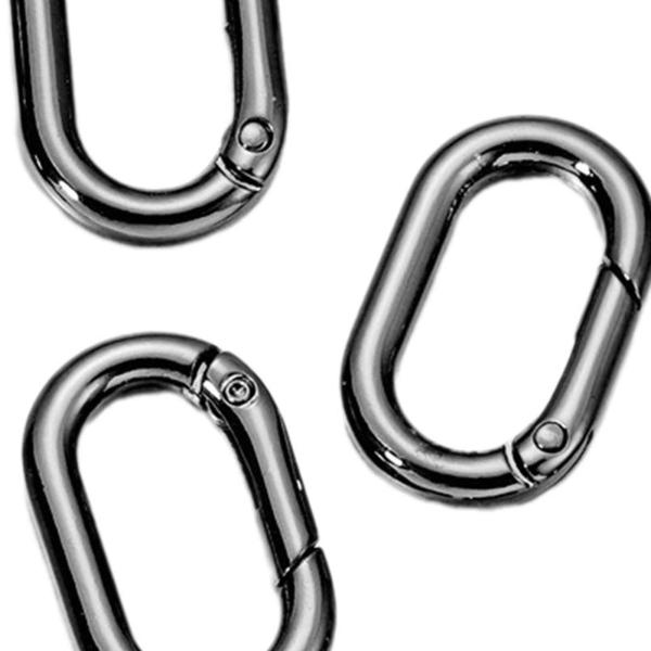 スプリングオーバルリング 1インチ オーバルカラビナ 財布ジュエリー製作クラフト用 ブラック 5個