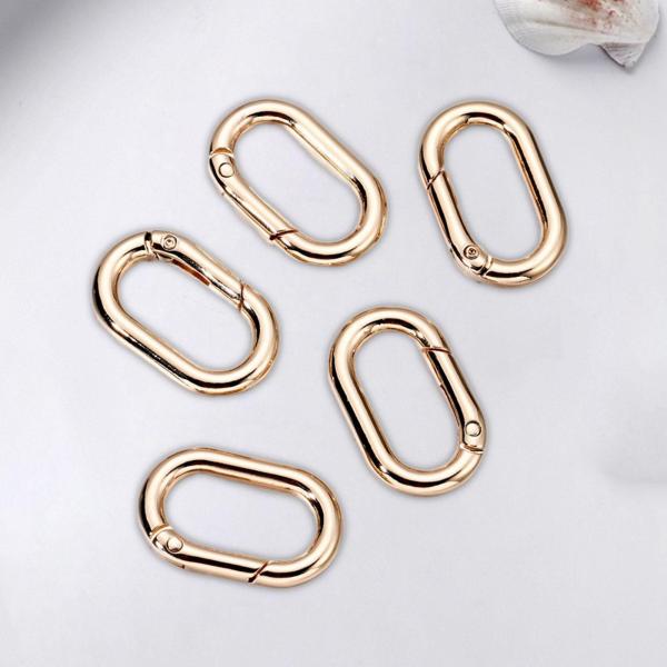 スプリングオーバルリング 5個 1インチオーバルカラビナ 財布ジュエリー製作クラフト用 ローズゴールド