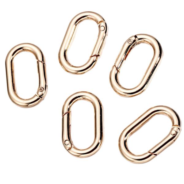 スプリングオーバルリング 5個 1インチオーバルカラビナ 財布ジュエリー製作クラフト用 ローズゴールド